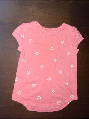 Cat & Jack Pink Short Sleeve Tee with White Heart Print